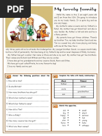 My Lovely Family Reading Comprehension Exercises - 10557