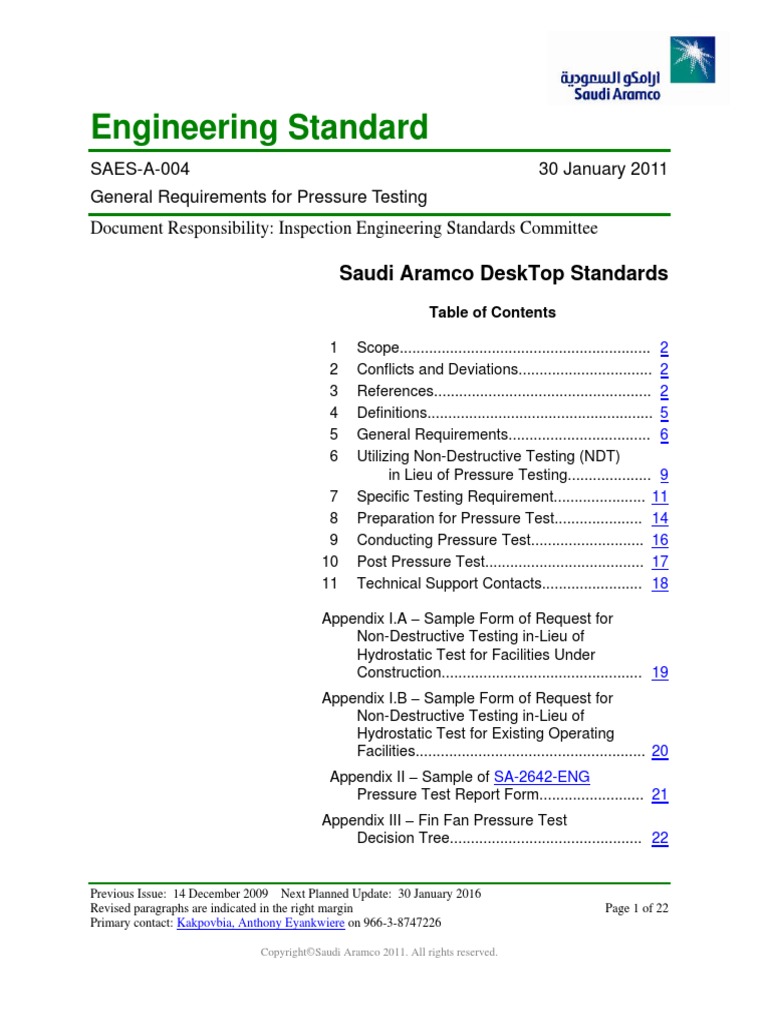 General Requirements For Pressure Testing | PDF | Pipe (Fluid ...