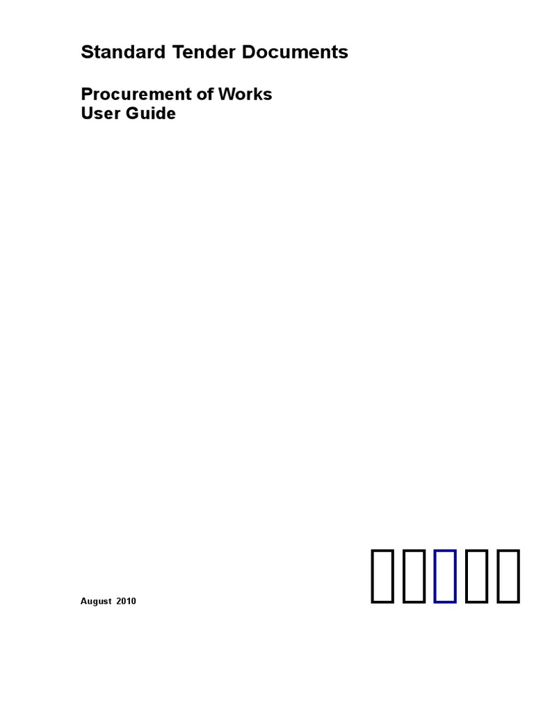 Standard Tender Documents Procurement of Works User Guide PDF