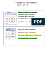 Calendario "Udec English Online Program" Módulo 2 (2017 - 2)