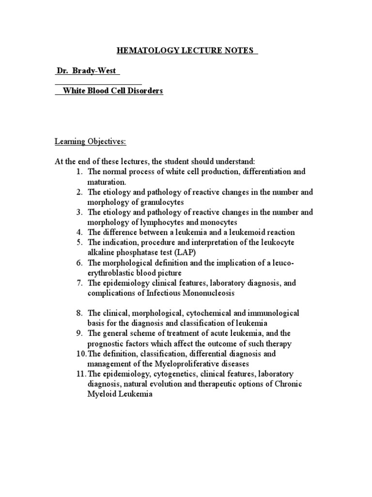 White Blood Cell Disorders Overview | PDF | Science & Mathematics