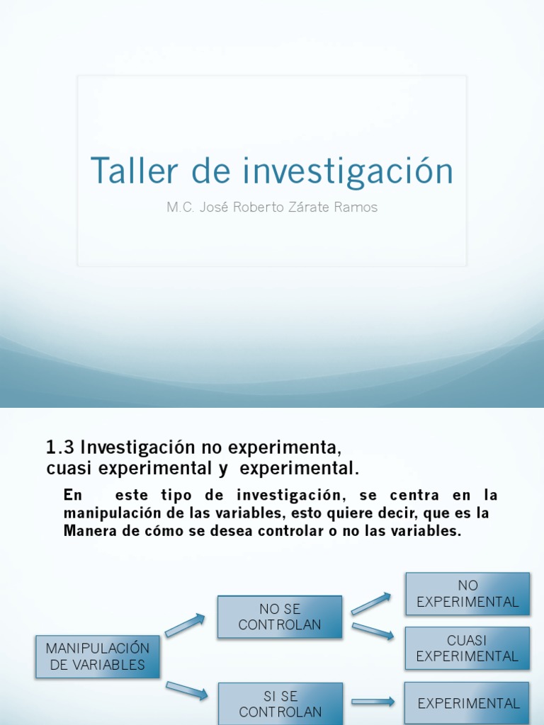 1.5 Investigación No Experimental, Cuasiexperimental y