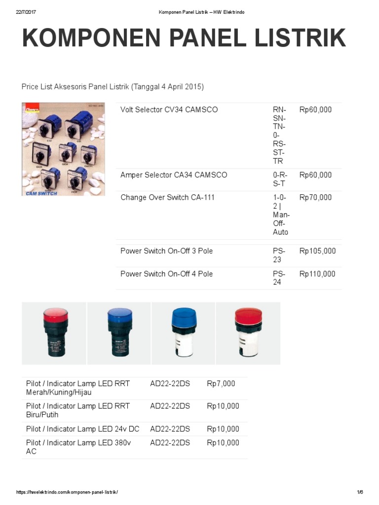 Komponen Panel Listrik dan Aksesoris | PDF | Electric Power | Machines