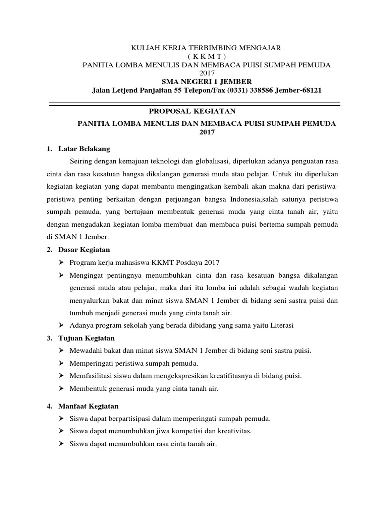 Proposal Kegiatan Lomba Puisi