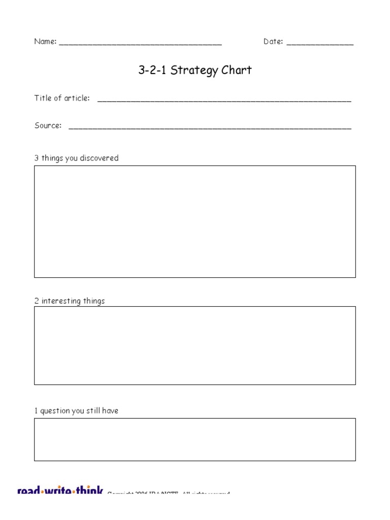 Free Printable 3 2 1 Graphic Organizer