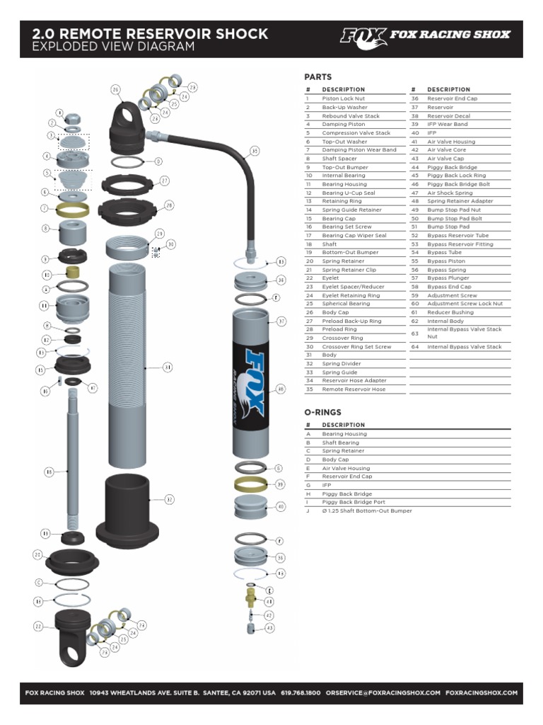 Fox 2.0 Shock Parts Diagram | PDF | Nut (Hardware) | Valve