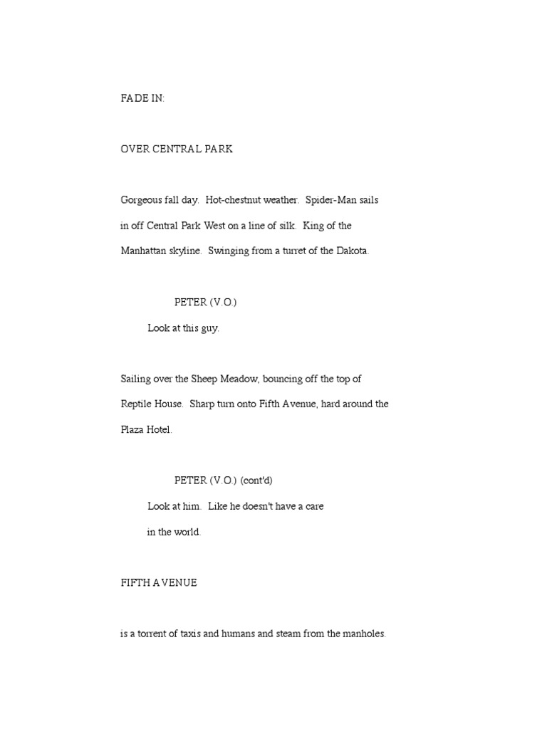 Spider Man Draft by Michael Chabon PDF | PDF