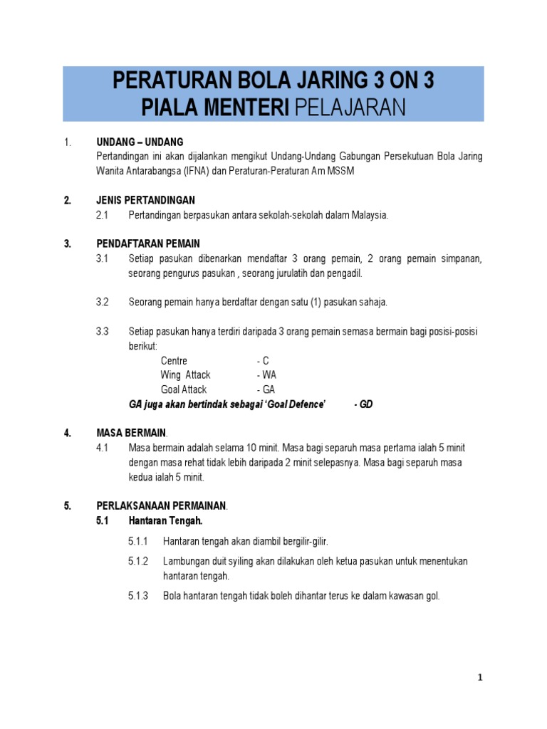 Peraturan Bola Jaring 3 On 3 Pdf