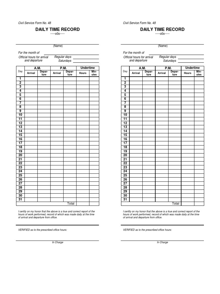 Daily Time Record and Undertime Report | PDF | Teaching Mathematics