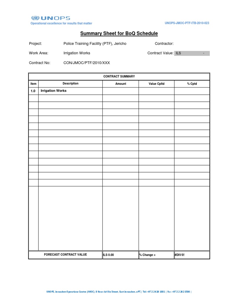 Annex III B ITB 023 Irrigation Works BOQ Fire Sprinkler System