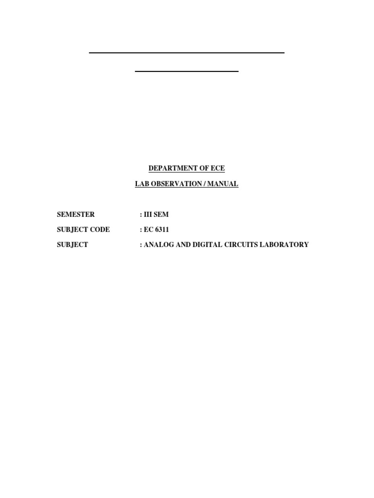 ECE Lab Manual: Analog & Digital Circuits | PDF | Electronic Circuits ...
