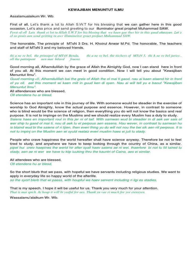 Contoh Teks Ceramah Tentang Menuntut Ilmu Berbagai Teks