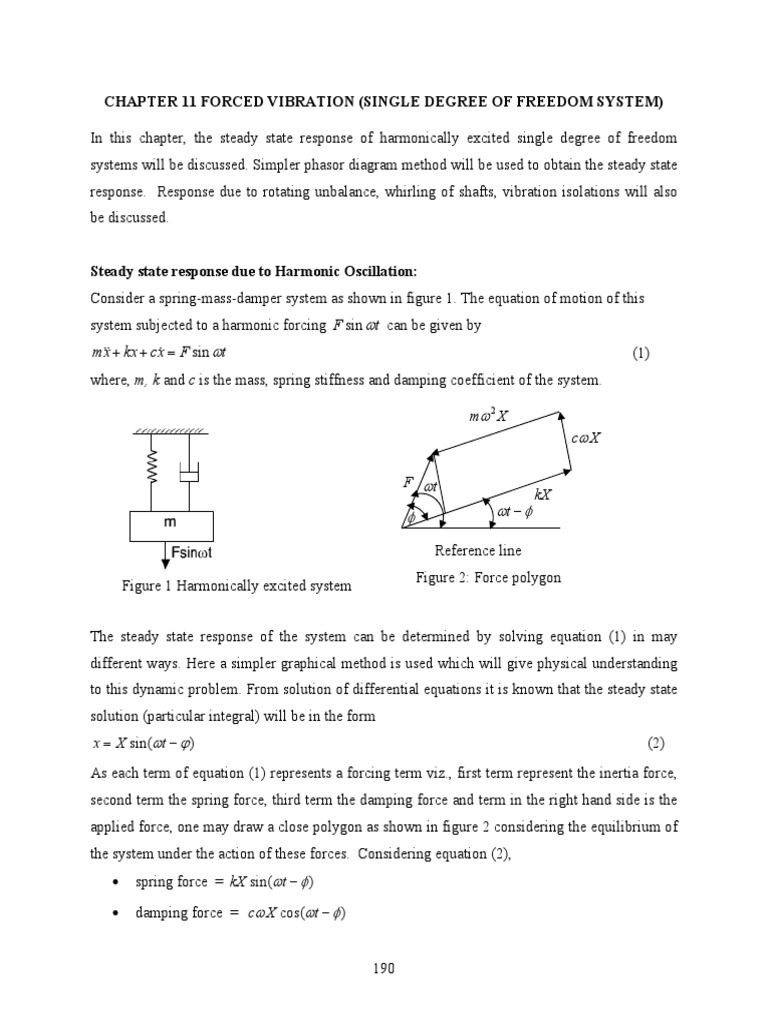 Forced Vibration in Single DOF Systems | PDF | Force | Dynamics (Mechanics)