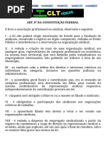 Art. 8º Da Constituição Federal - Associação Sindical