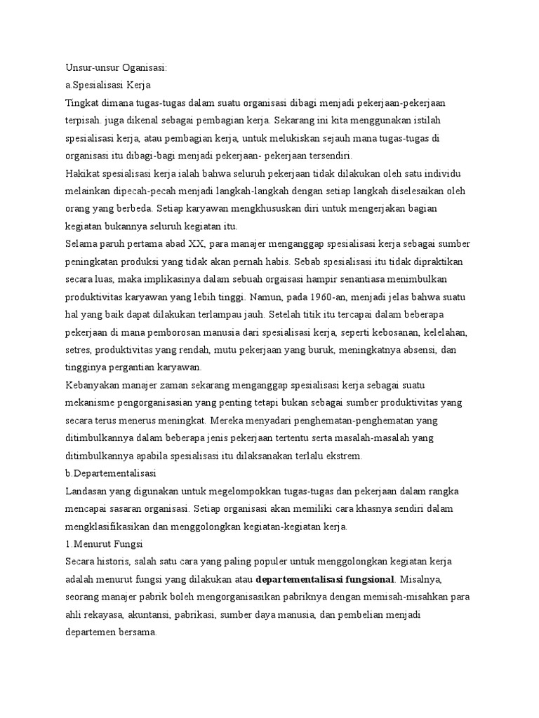 Unsurunsur organisasi