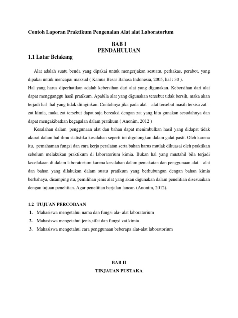Contoh Laporan Praktikum Kimia Dasar Pengenalan Alat Alat Contoh Laporan Praktikum Kimia Dasar Pengenalan Alat Alat