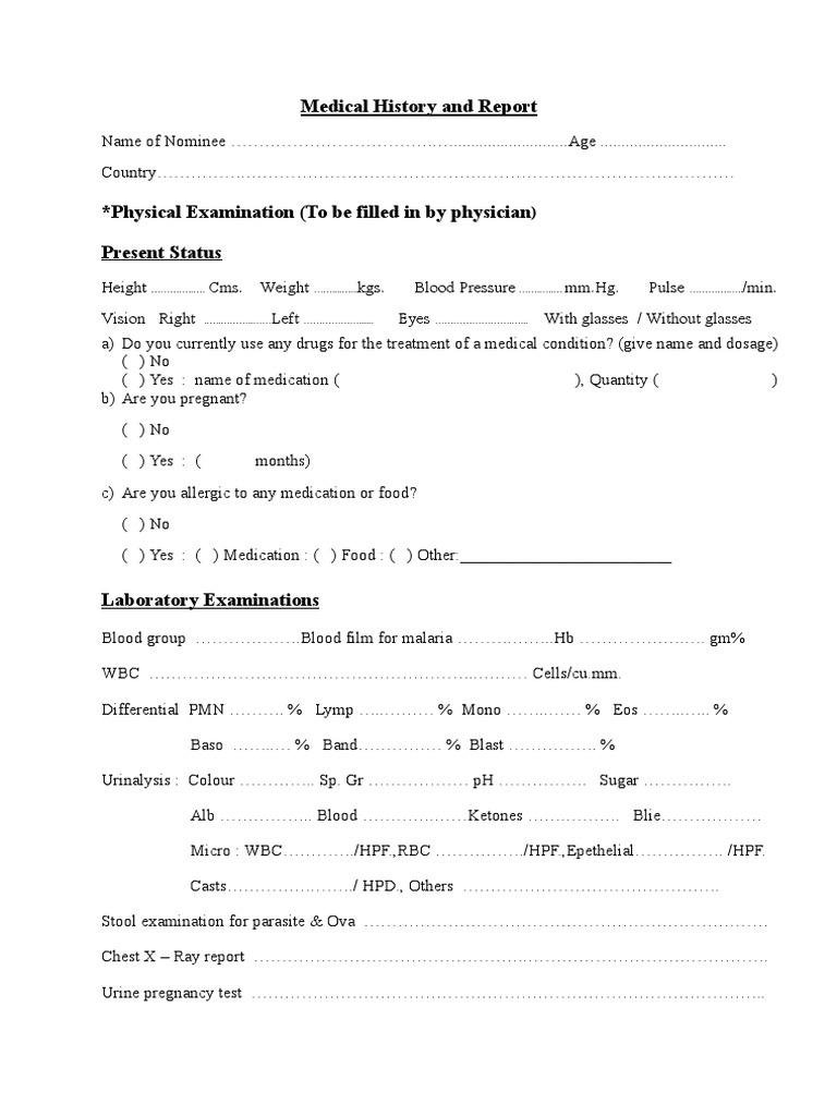 Comprehensive Medical History Report | PDF | Health Sciences | Medical ...