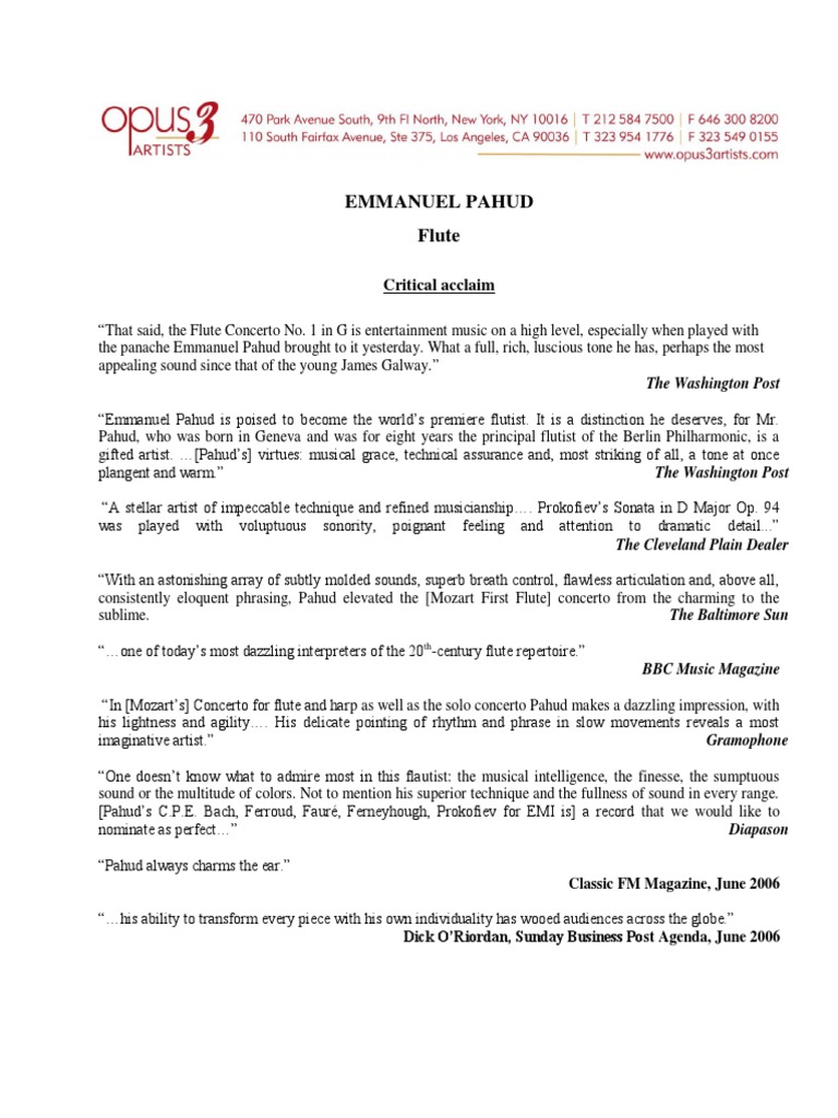 Ibert Flute Concerto Program Notes Template