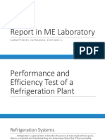 Performance and Efficiency Test of A Refrigeration Plant