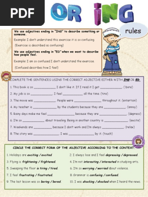 Adjective Ed Or Ing Rules Linguistics Grammar