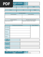 Daily Lesson Plan Template - Unit 1