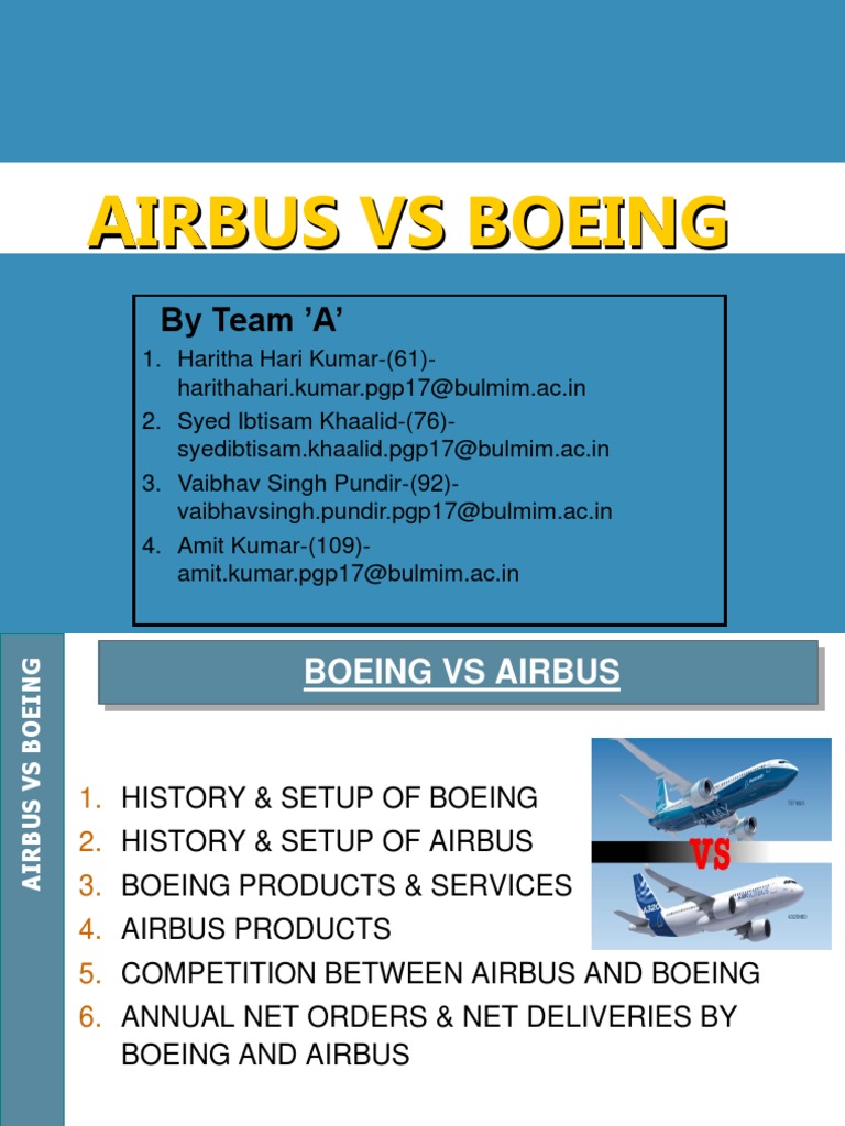 Airbus vs Boeing Airbus Boeing