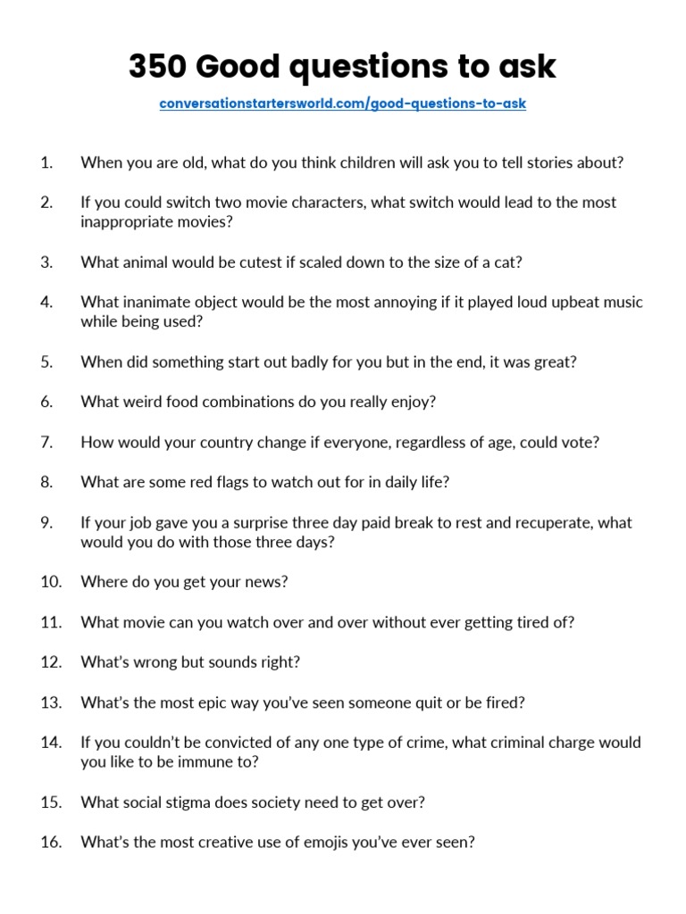 Engaging Questions for Conversations | PDF