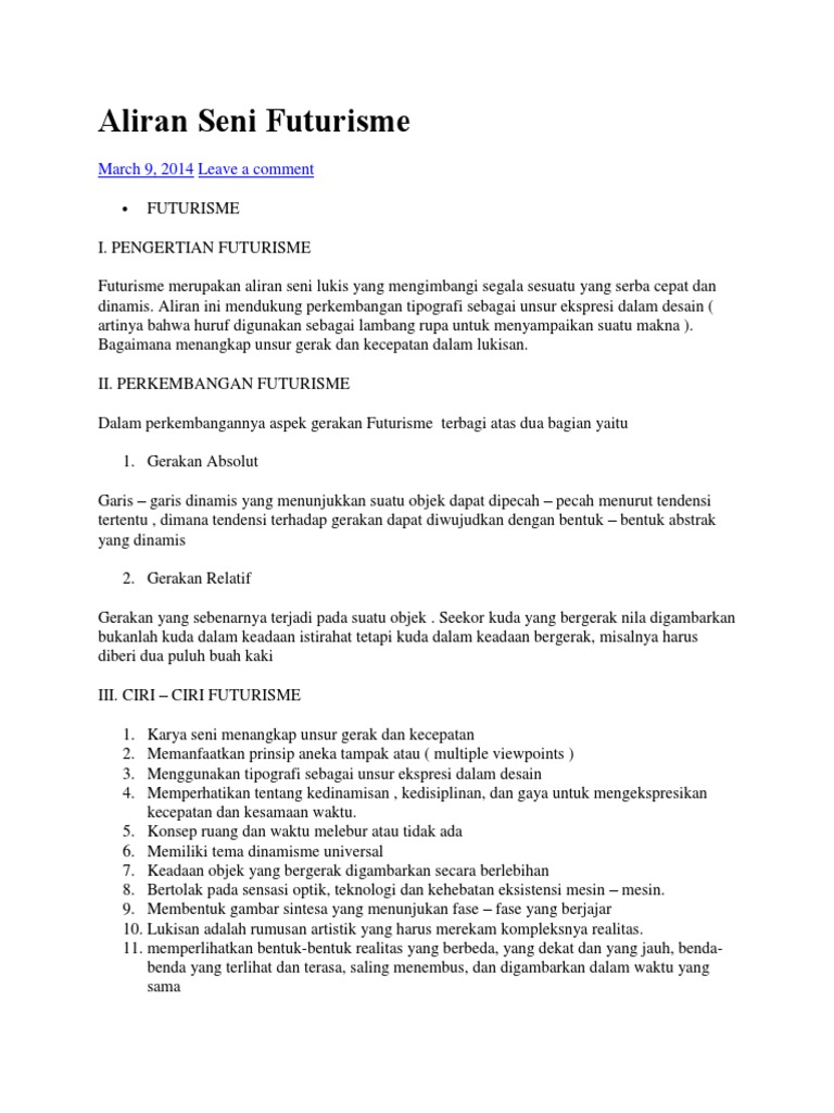 Aliran Seni Futurisme