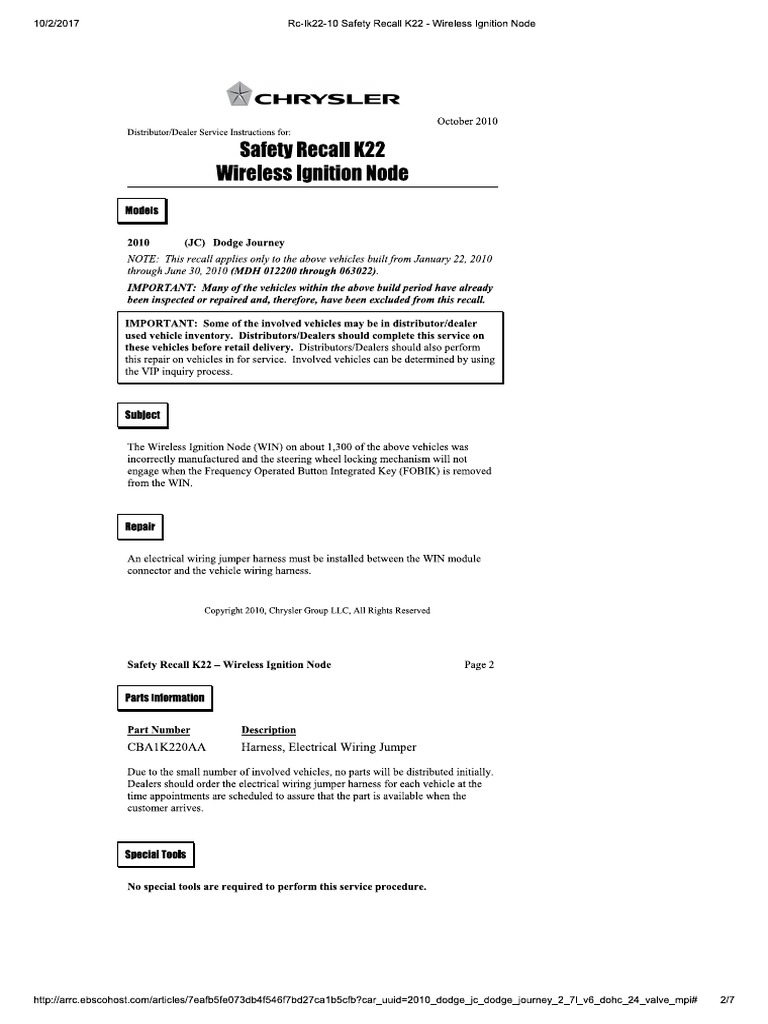RcIk2210 Safety Recall K22 Wireless Ignition Node PDF