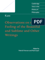 Kant, Immanuel - Observations On The Feeling of The Beautiful & Sublime (Cambridge, 2011) PDF