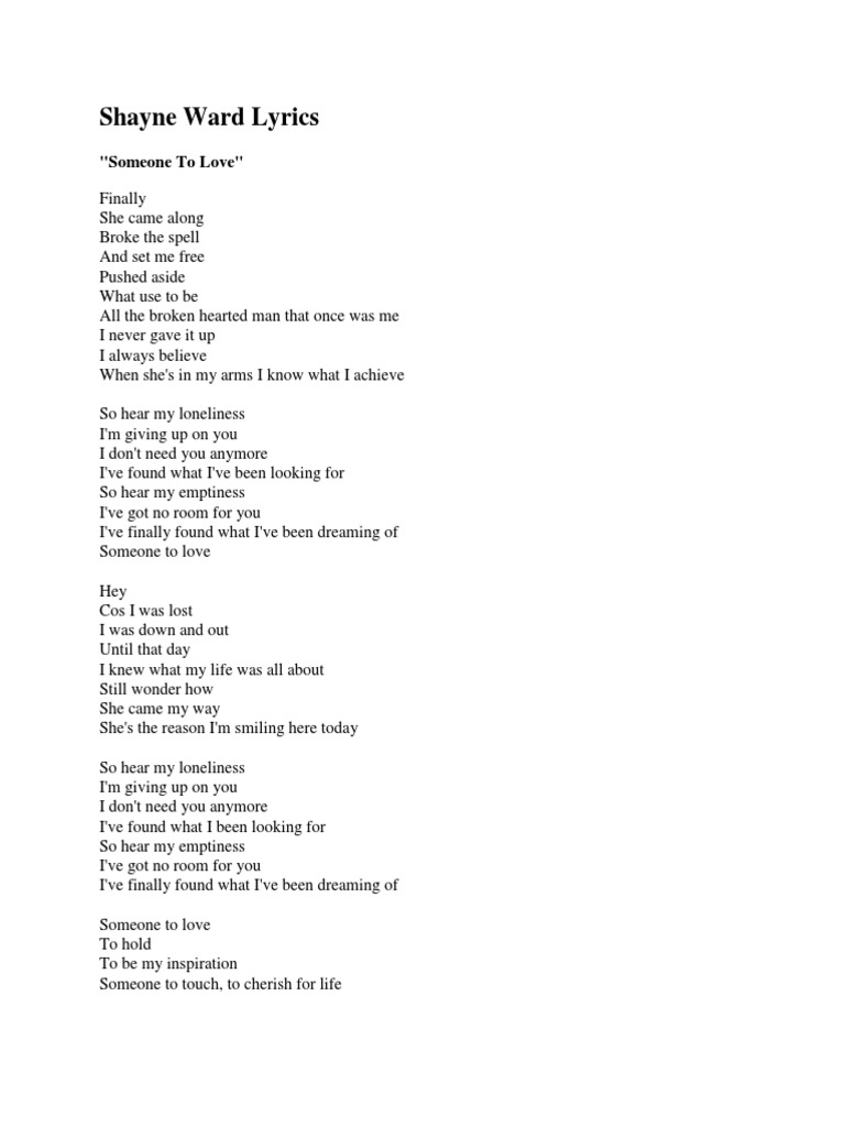 Shayne Ward Lyrics
