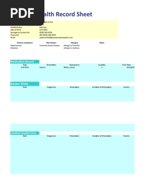Personal Health Record Form
