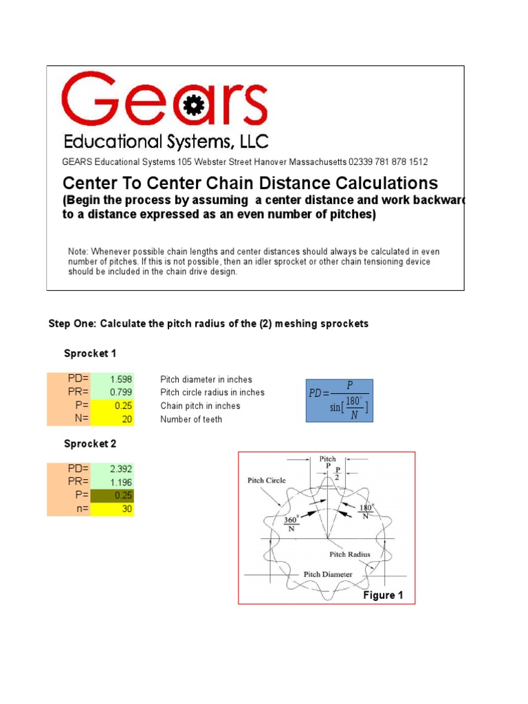 Center To Center Chain Distance Calculations PDF Geometry