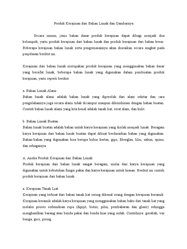 Materi Produk Kerajinan Dari Bahan Lunak Dan Gambarnya