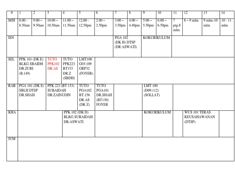 Class Schedule for PPK Courses | PDF