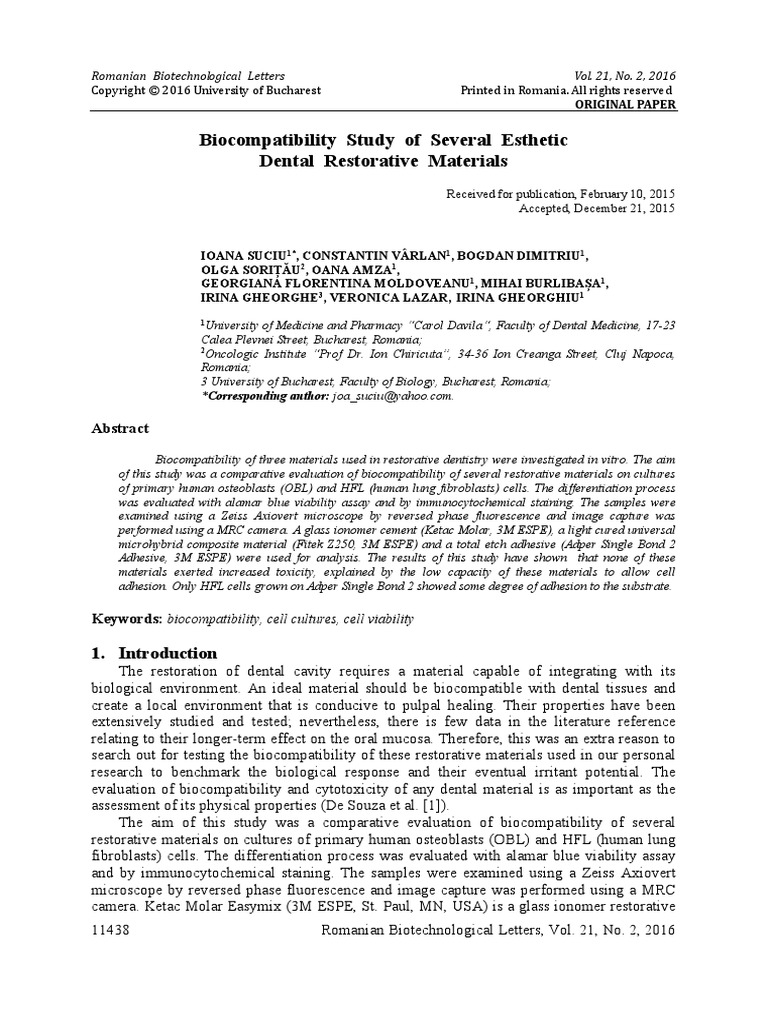 Study of Several Esthetic Dental Restorative Materials