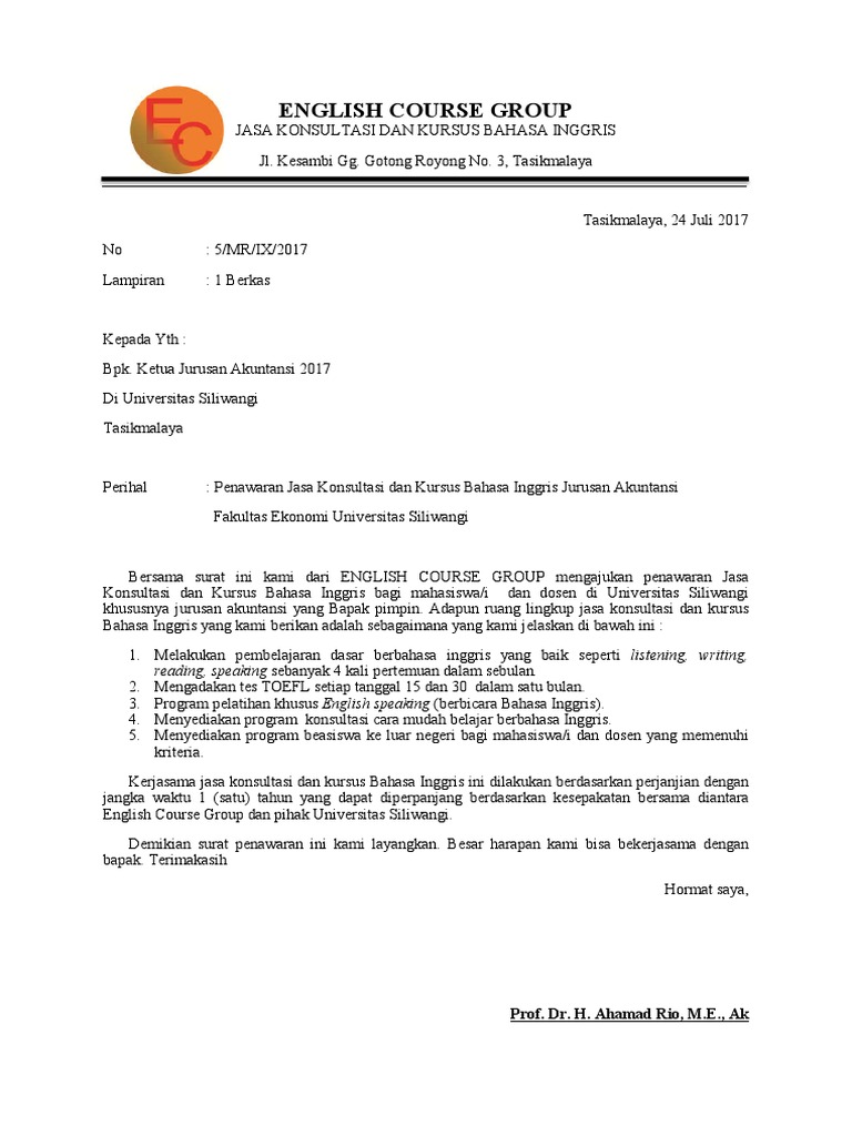 1. Surat Penawaran English Course Group Tgs 1