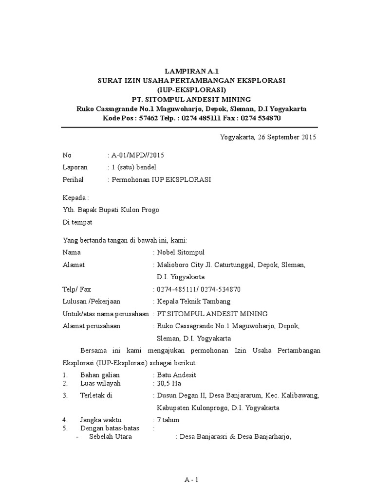 Surat Surat Yang Di Butuhkan Untuk Izin Pertambangan