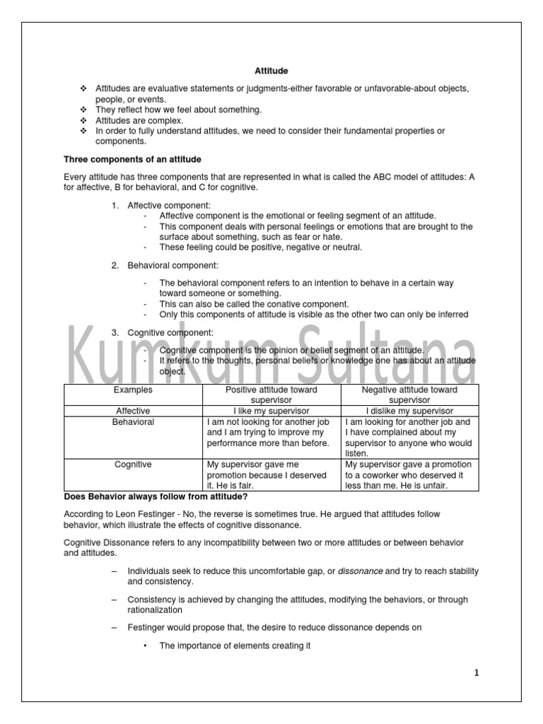 Attitudes and Job Satisfaction Overview | PDF | Attitude (Psychology ...