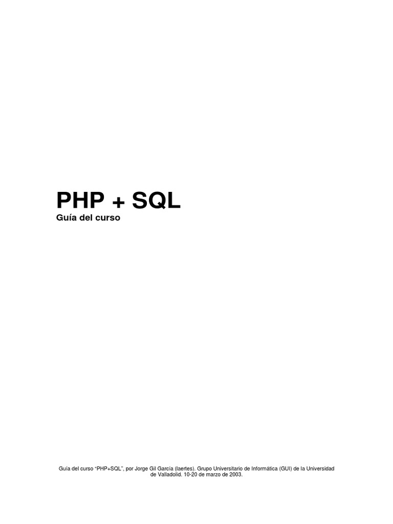 Guia PHP SQL PDF | PDF | Computadoras