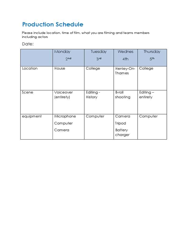 Production Schedule | PDF