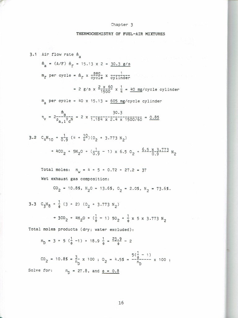 Heywood Internal Combustion Engines Chapter 3 Solutions | PDF | Nature