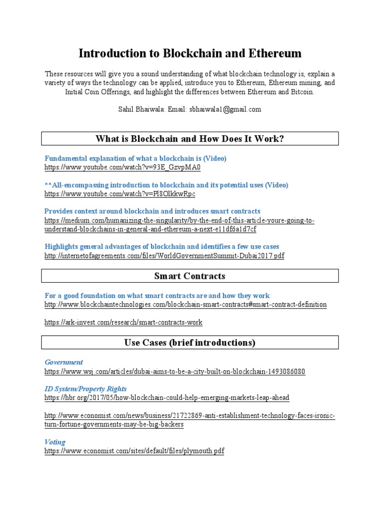 Blockchain and Ethereum Overview Guide | PDF | Science And Technology ...