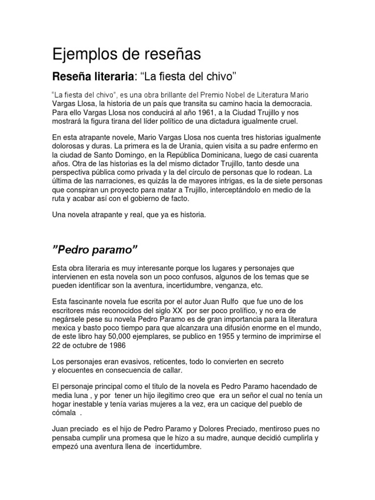 Ejemplos de Reseñas Literarias | PDF | Política (general) | Gobierno
