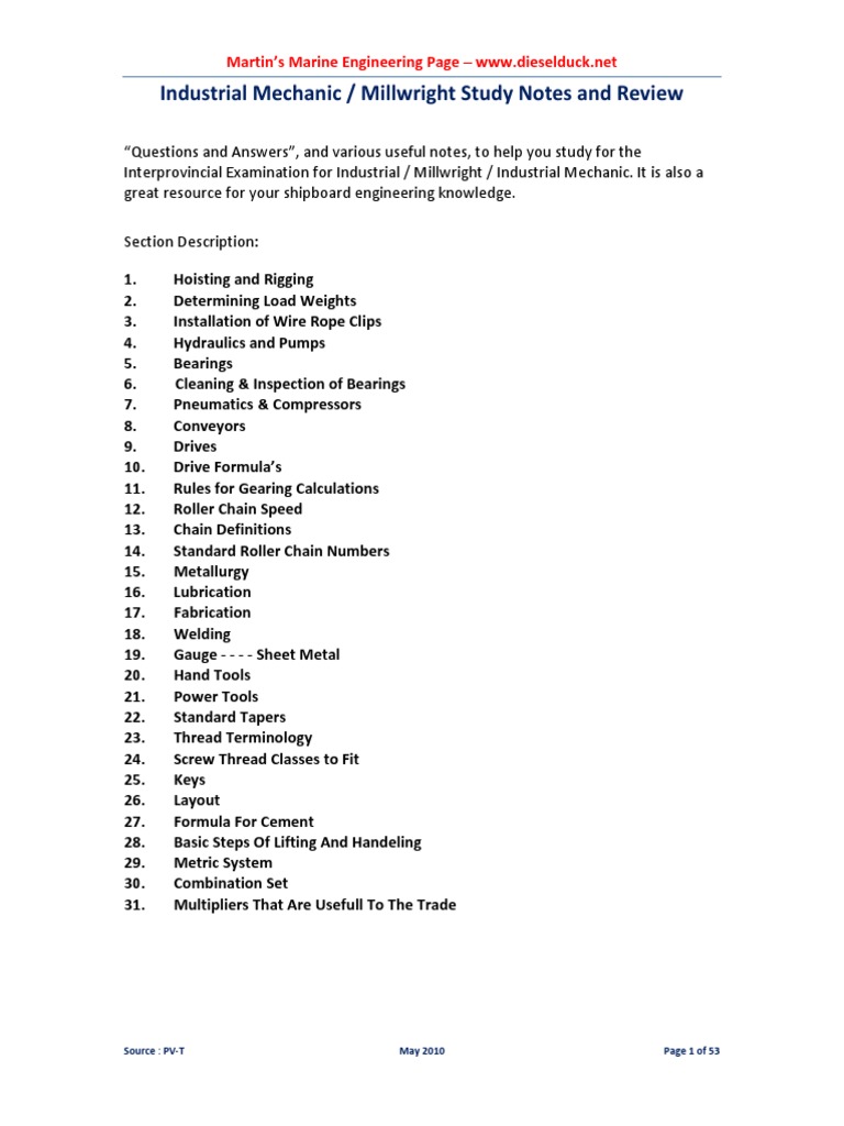 2010-MMEP Res-Millwright PDF | PDF | Entertainment (General) | Leisure