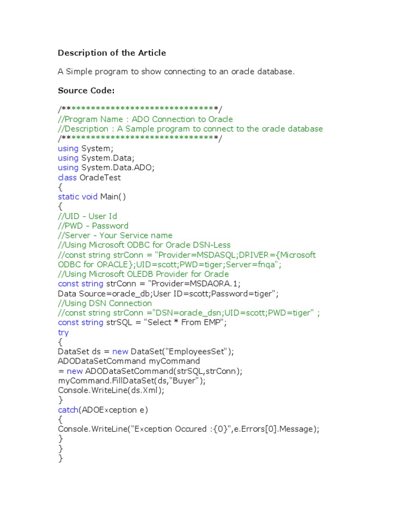 Oracle DB Connection Guide | PDF | Computers