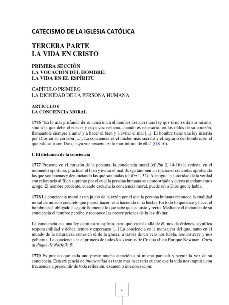 Catecismo de La Iglesia Católica | PDF | Moralidad | Fe