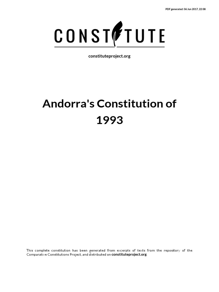 Constitución de Andorra 1993 PDF Natural And Legal Rights