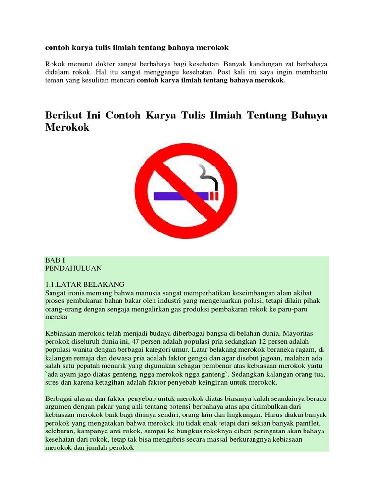 Contoh Karya Tulis Ilmiah Tentang Bahaya Merokok