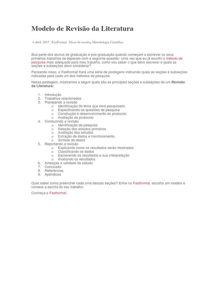 Estrutura da Revisão da Literatura | PDF | Carreira e Crescimento ...